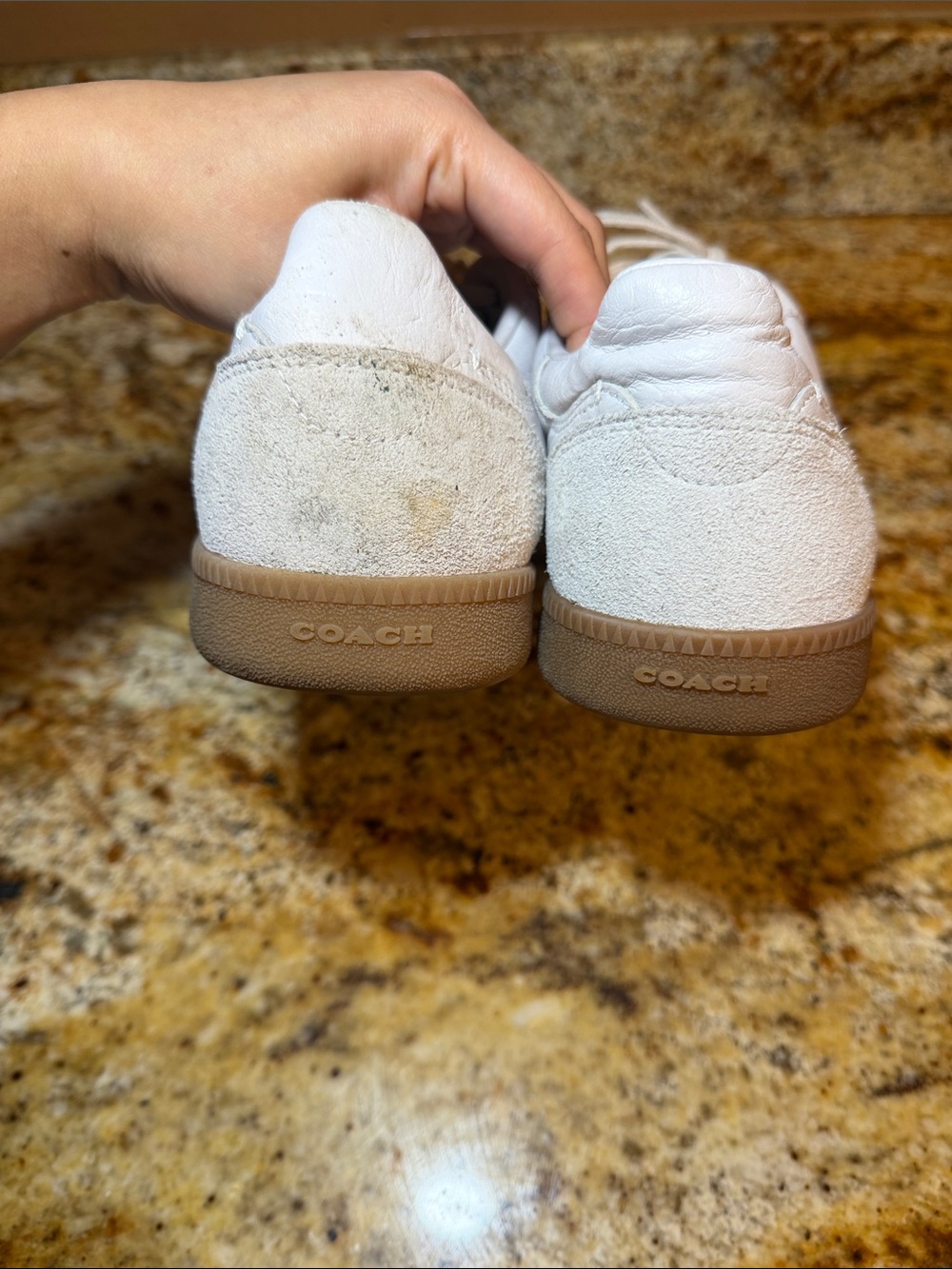 Coach Cream and White Lace-Up Leather Sneakers - Picture 3 of 6